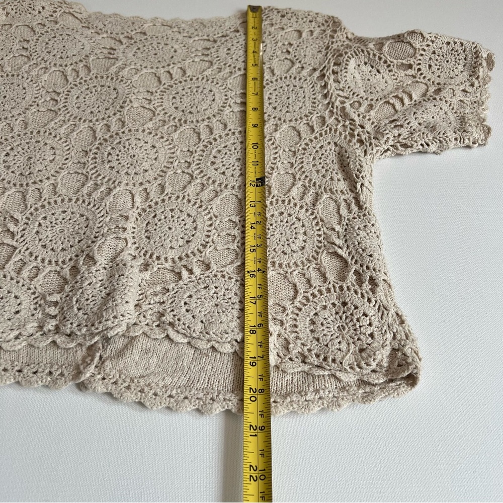 Moda Intl Women’s Crochet Beige Lined Women’s Sweater - L - Picture 8 of 9